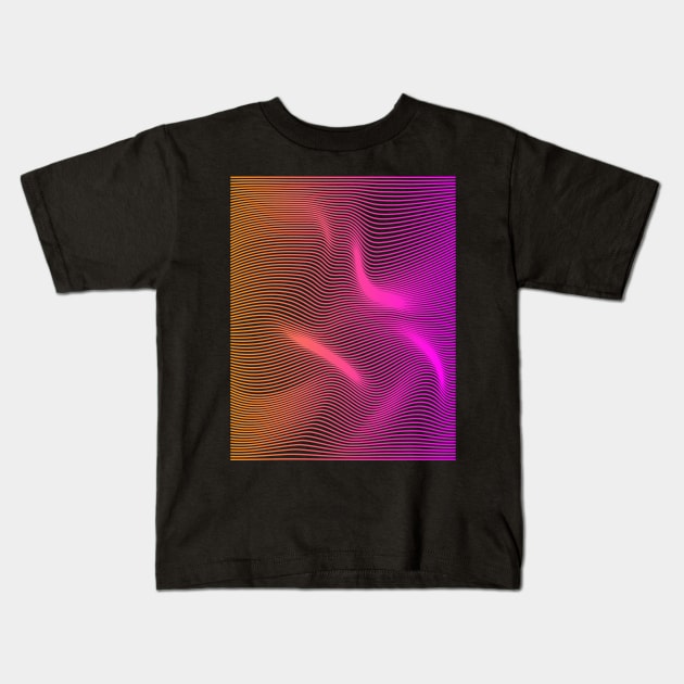 Sunset pattern gradient lines Kids T-Shirt by 2dsandy
